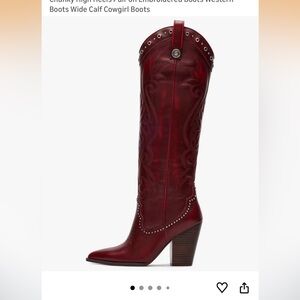 Women's Red Leather Cowgirl Boots